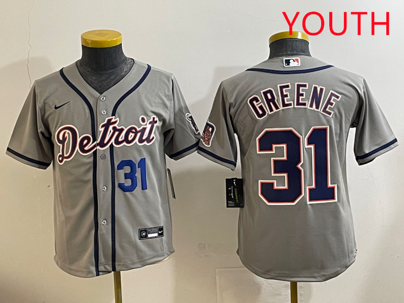 Youth 2025 Detroit Tigers #31 Greene grey Nike MLB jersey style 5->youth mlb jersey->Youth Jersey